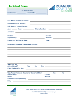 Park Partners Program Incident Form