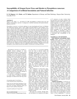 Susceptibility of Oregon Forest Trees and Shrubs to Phytophthora