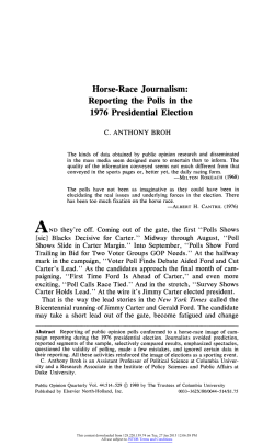 Horse-Race Journalism: Reporting the Polls in the 1976 Presidential