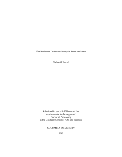 The Modernist Defense of Poetry in Prose and Verse Nathaniel