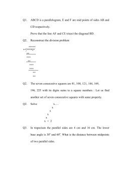Q1. ABCD is a parallelogram, E and F are mid points of sides AB