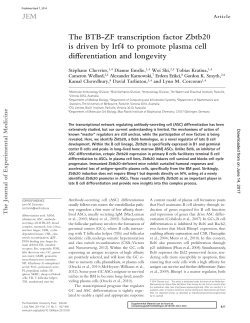 The BTB-ZF transcription factor Zbtb20 is driven by Irf4 to
