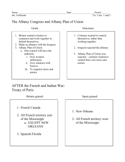 The Albany Congress and Albany Plan of Union AFTER the French