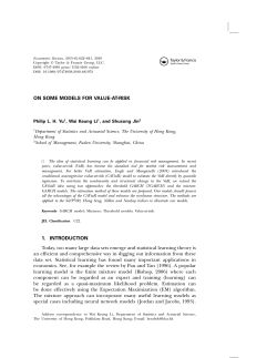 ON SOME MODELS FOR VALUE-AT