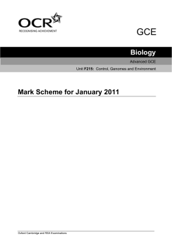 Mark scheme - Unit F215 - Control, genomes and environment