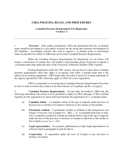 Canadian Presence Requirements for Registrants