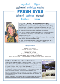 sheena carnie - curriculum vitae