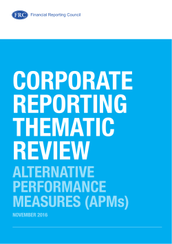CORPORATE REPORTING THEMATIC REVIEW ALTERNATIVE