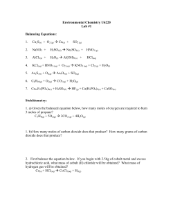 Environmental Chemistry U6220 Lab #1 Balancing Equations: 1. Cu