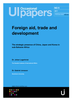Foreign aid, trade and development The strategic presence of China