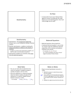 Stoichiometry Do Now Stoichiometry Balanced Equations Mole