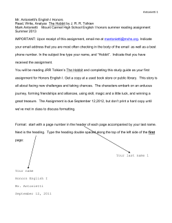 Mr. Antonietti`s English I Honors Read, Write, Analyze The Hobbit by