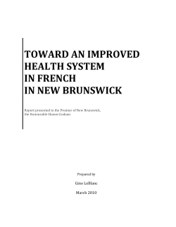 Toward an Improved Health System in French in New Brunswick