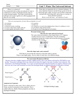 Unit 7: Water The Universal Solvent