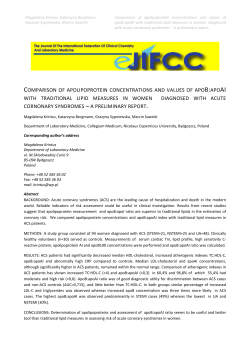 comparison of apolipoprotein concentrations and values of