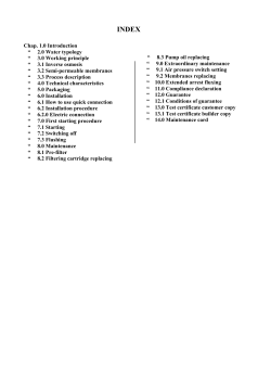 Chap. 1.0 Introduction &ldquo; 2.0 Water typology &ldquo; 3.0 Working principle