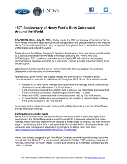 150 Anniversary of Henry Ford`s Birth Celebrated Around the World