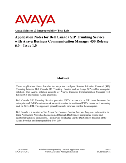 Application Notes for Bell Canada SIP Trunking Service with Avaya