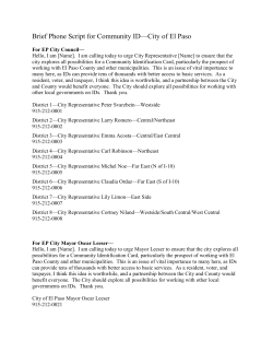 Brief Phone Script for Community ID&mdash;City of El Paso
