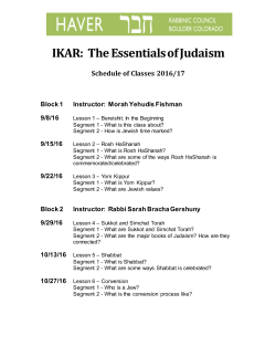 IKAR Class Schedule 2016-2017