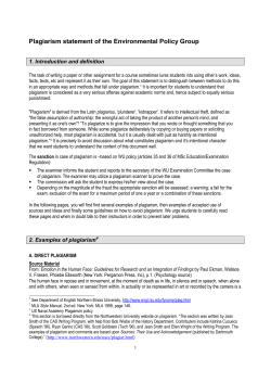 Plagiarism statement