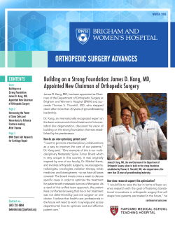 orthopedic surgery advances - Brigham and Women`s Hospital
