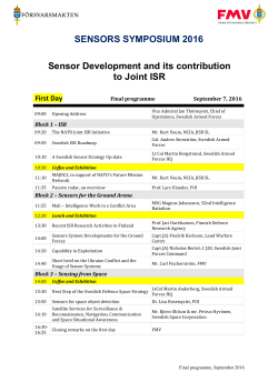 SENSORS SYMPOSIUM 2016 Sensor Development and its