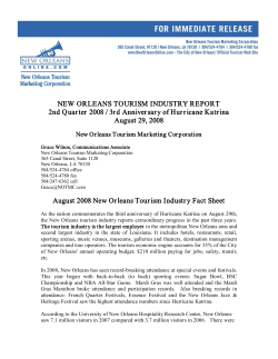 NEW ORLEANS TOURISM INDUSTRY REPORT 2nd Quarter 2008