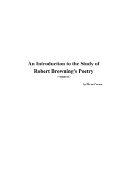 An Introduction to the Study of Robert Browning`s Poetry
