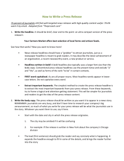 How to Write a Press Release - Washington State Farmers Market