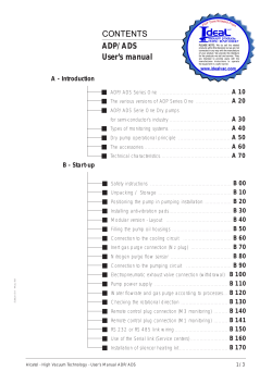 Operating Instructions Alcatel Adixen ADP/ADS Dry Pumps