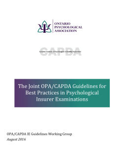The Joint OPA/CAPDA Guidelines for Best Practices in