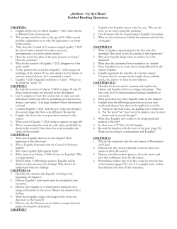 Anthem &ndash; by Ayn Rand Guided Reading Questions