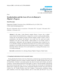 Secularization and the Loss of Love in Bunyan`s Pilgrim`s Progress
