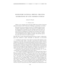 MANDATORY NATIONAL SERVICE: CREATING GENERATIONS