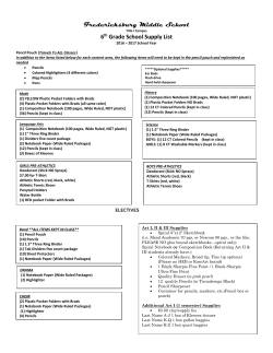 6th Grade Supply List
