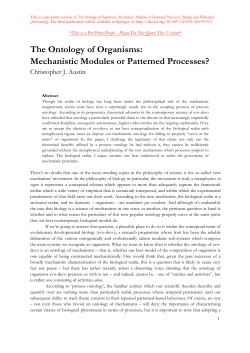 The Ontology of Organisms: Mechanistic Modules - Philsci
