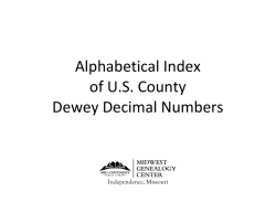 MGC U. S. County Dewey Decimal Numbers
