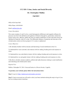 CCJ 203: Crime, Justice and Social Diversity Dr. Christopher