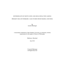 DETERMINANTS OF MOTIVATION AND JOB SATISFACTION