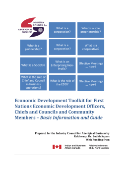 Economic Development Toolkit for First Nations Economic