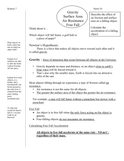 Gravity Surface Area Air Resistance Free Fall