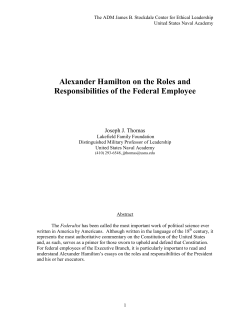 Alexander Hamilton on the Roles and Responsibilities of the