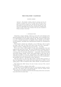 THE ICELANDIC CALENDAR 1. Introduction Iceland has a unique