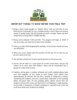 IMPORTANT THINGS TO KNOW BEFORE YOUR FIELD TRIP: Bring