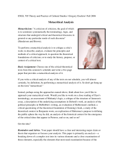 Metacritical Analysis