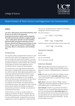 Determination of Total Calcium and Magnesium Ion Concentration