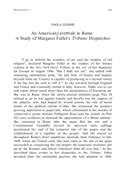 An American Jeremiah in Rome: A Study of Margaret Fuller`s