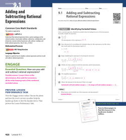 Adding and Subtracting Rational Expressions
