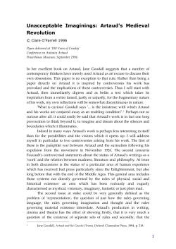 Artaud`s Medieval Revolution